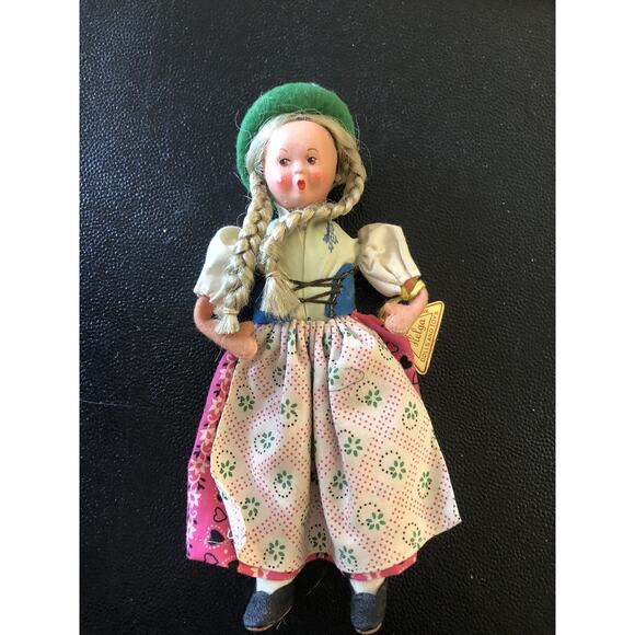 Vintage Helga AUSTRIAN Folklore Doll Porcelain Hand Painted With Tag - Picture 1 of 7